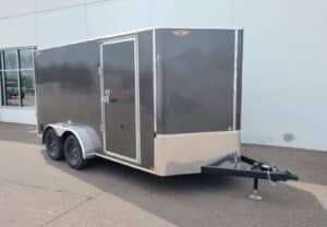 7x14 Enclosed Cargo Trailer - Motorcycle Package - 6' Int - Charcoal