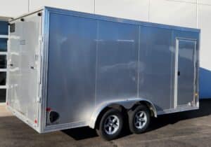 7.5x16 Aluminum Enclosed Cargo Trailer - 7' Interior - Silver