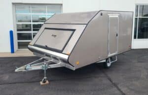 front view of Crossover Snowmobile Trailer - Pewter