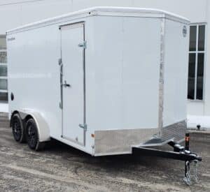 front view of enclosed cargo trailer - 6'6" interior - white