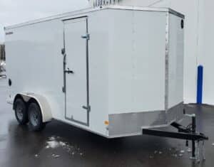 front side view of enclosed cargo trailer - 6'6" interior - white