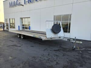 front view of aluminum snowmobile trailer