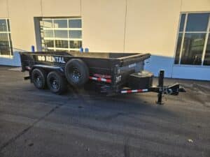side view of Dump Trailer Hydro Jack with Side Door and Tarp