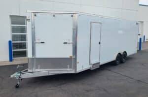 (24+5) Enclosed Cargo/Snowmobile Trailer- 7 Interior - 10K - White