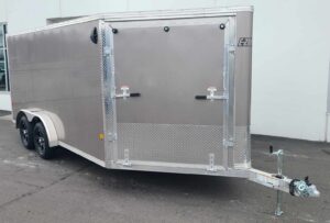 Aluminum Enclosed Cargo Trailer W/Camper Package - White/Pewter