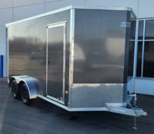 7.4x16 Aluminum Enclosed Cargo Trailer - 7' Interior - Charcoal