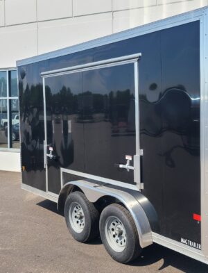 7.4x14 Aluminum Enclosed Cargo Trailer - 7' Interior - Black w/Elite Escape Door